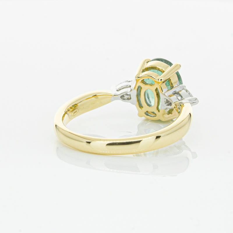 18ct Yellow Gold Emerald & Diamond Ring-Ring-Walker & Hall