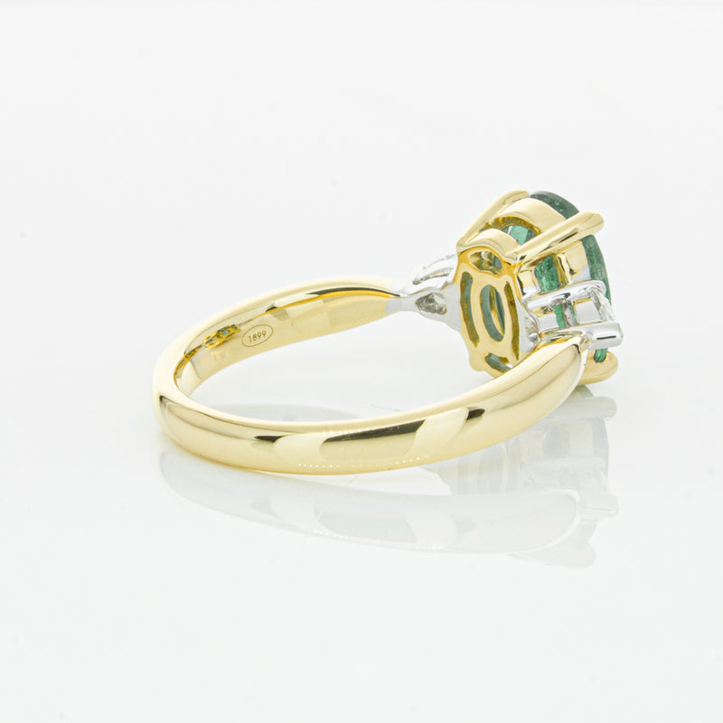 18ct Yellow Gold Emerald & Diamond Ring-Ring-Walker & Hall