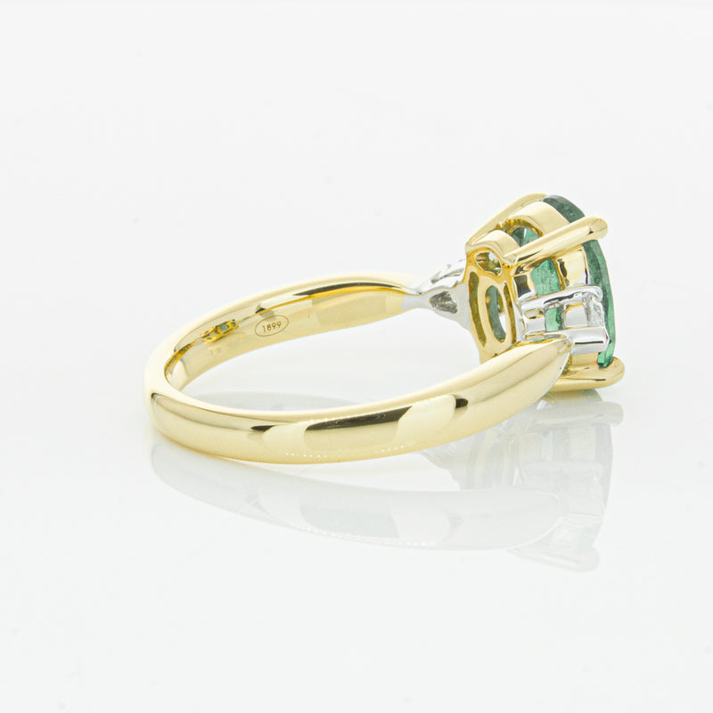18ct Yellow Gold Emerald & Diamond Ring-Ring-Walker & Hall
