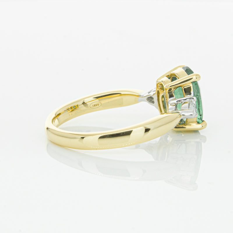18ct Yellow Gold Emerald & Diamond Ring-Ring-Walker & Hall