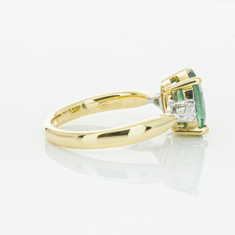 18ct Yellow Gold Emerald & Diamond Ring-Ring-Walker & Hall