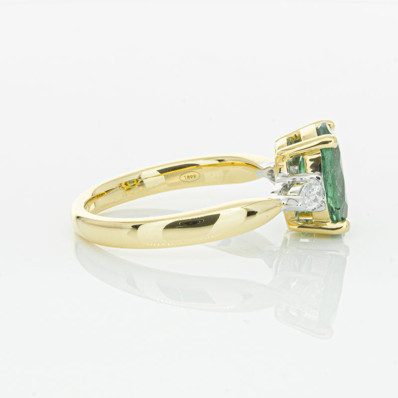 18ct Yellow Gold Emerald & Diamond Ring-Ring-Walker & Hall