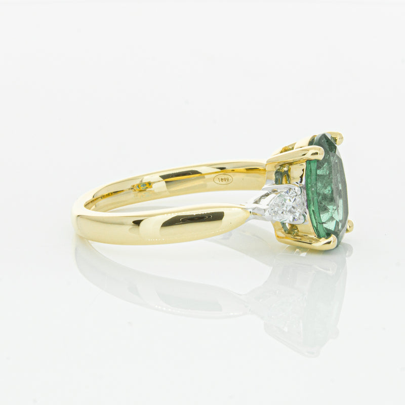 18ct Yellow Gold Emerald & Diamond Ring-Ring-Walker & Hall