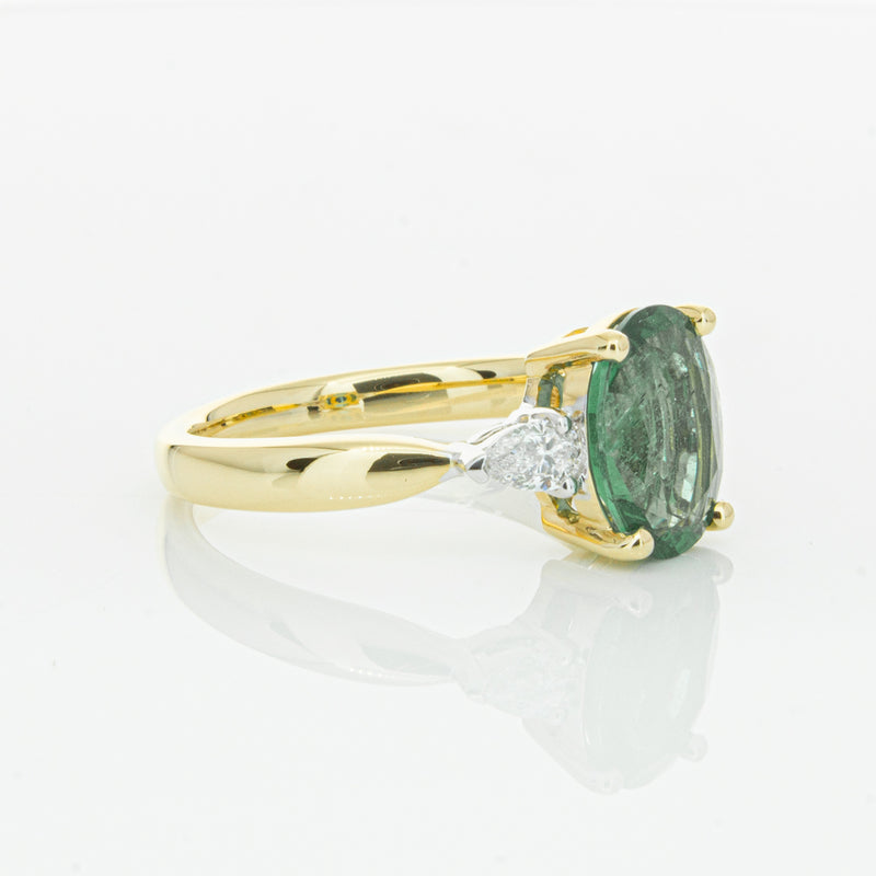 18ct Yellow Gold Emerald & Diamond Ring-Ring-Walker & Hall