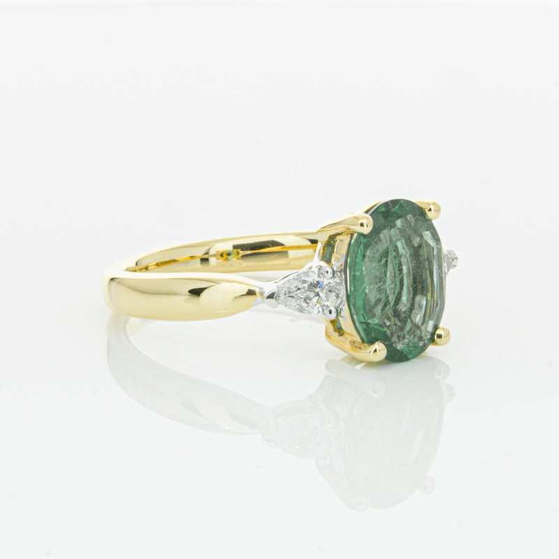 18ct Yellow Gold Emerald & Diamond Ring-Ring-Walker & Hall