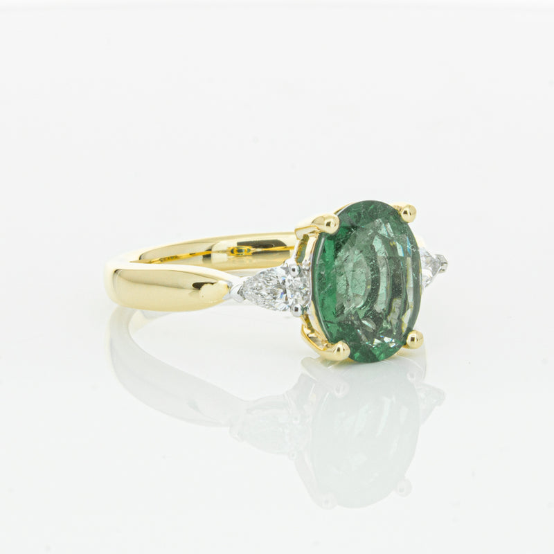 18ct Yellow Gold Emerald & Diamond Ring-Ring-Walker & Hall