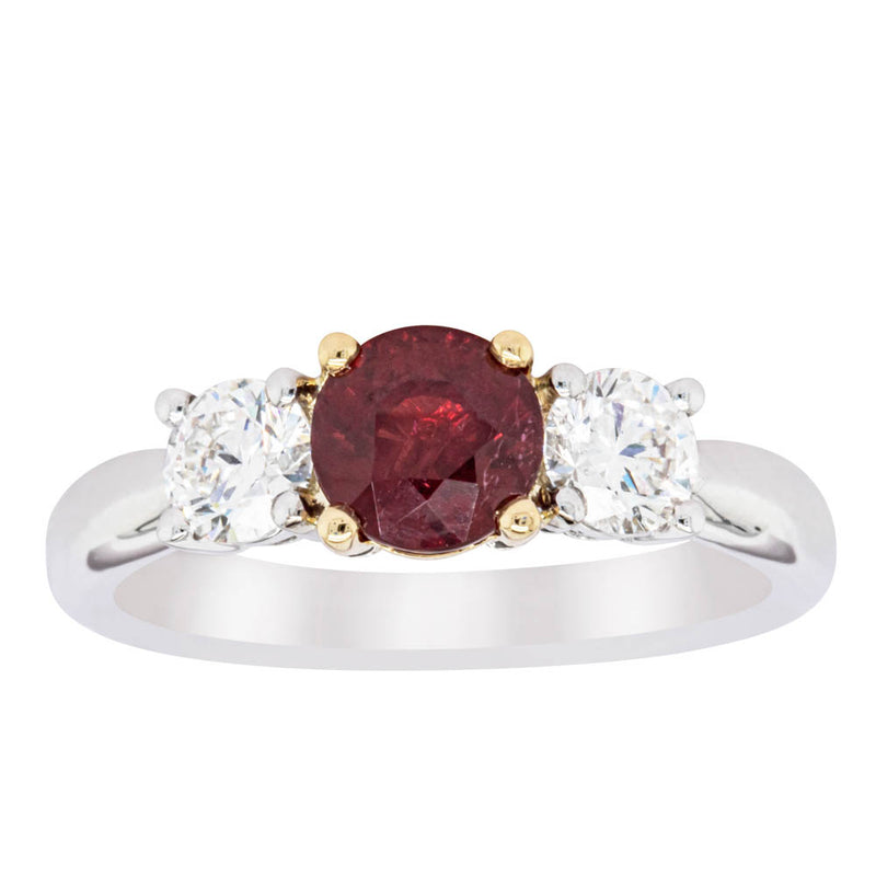 18ct White Gold 1.35ct Ruby & Diamond Ring-Ring-Walker & Hall