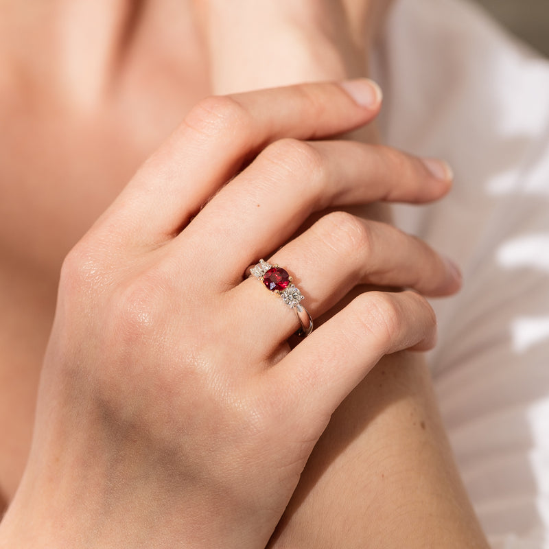 18ct White Gold 1.35ct Ruby & Diamond Ring-Ring-Walker & Hall