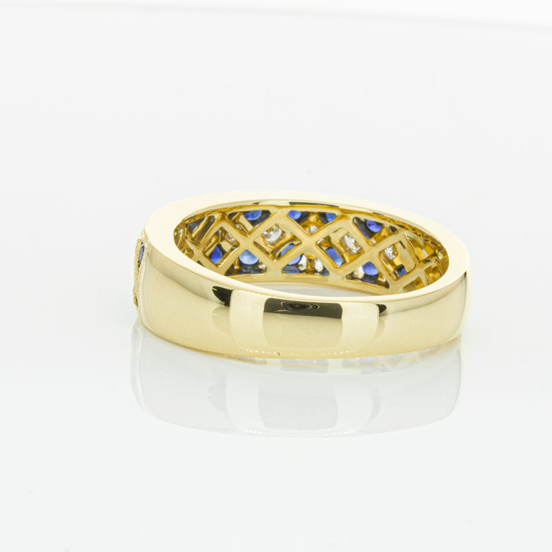 18ct Yellow Gold Sapphire & Diamond Honour Band-Ring-Walker & Hall