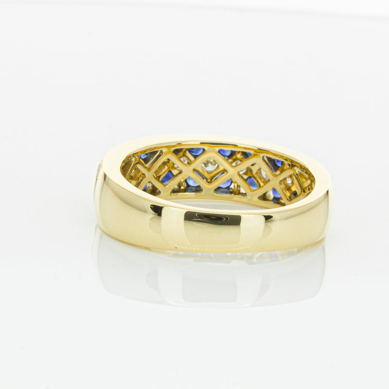 18ct Yellow Gold Sapphire & Diamond Honour Band-Ring-Walker & Hall