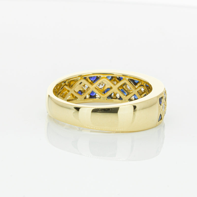18ct Yellow Gold Sapphire & Diamond Honour Band-Ring-Walker & Hall
