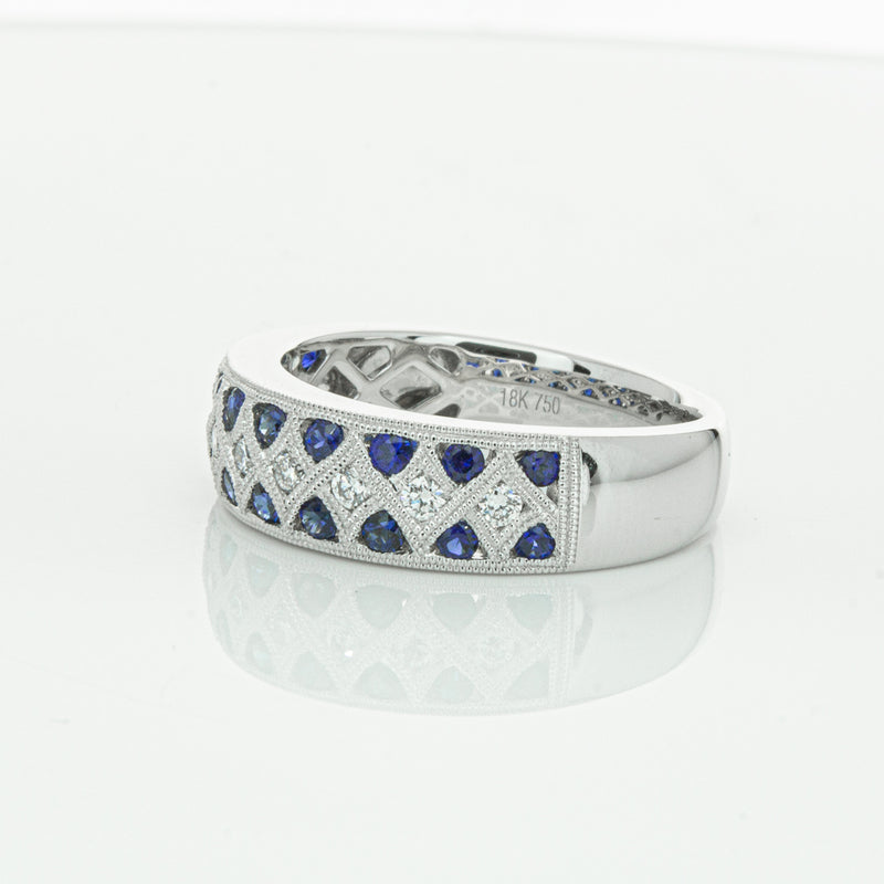 18ct White Gold Sapphire & Diamond Honour Band-Ring-Walker & Hall