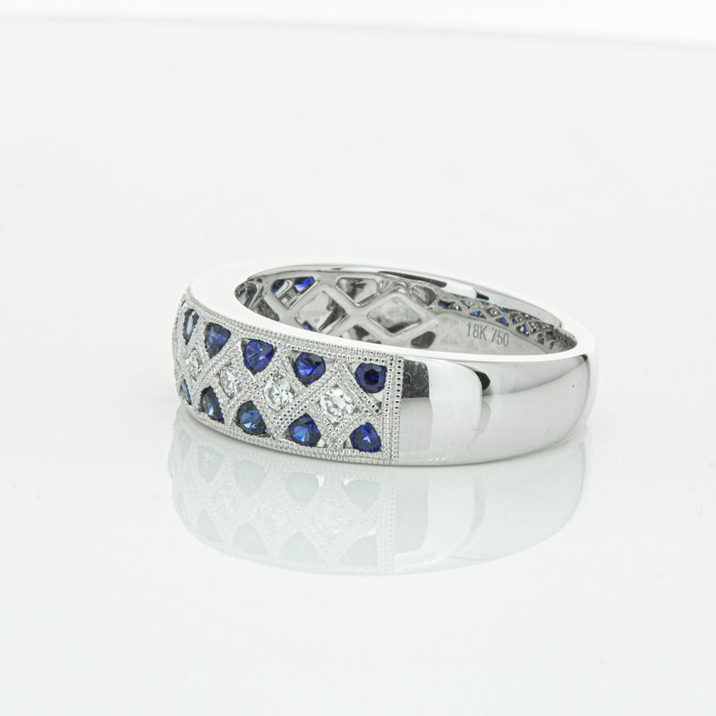 18ct White Gold Sapphire & Diamond Honour Band-Ring-Walker & Hall