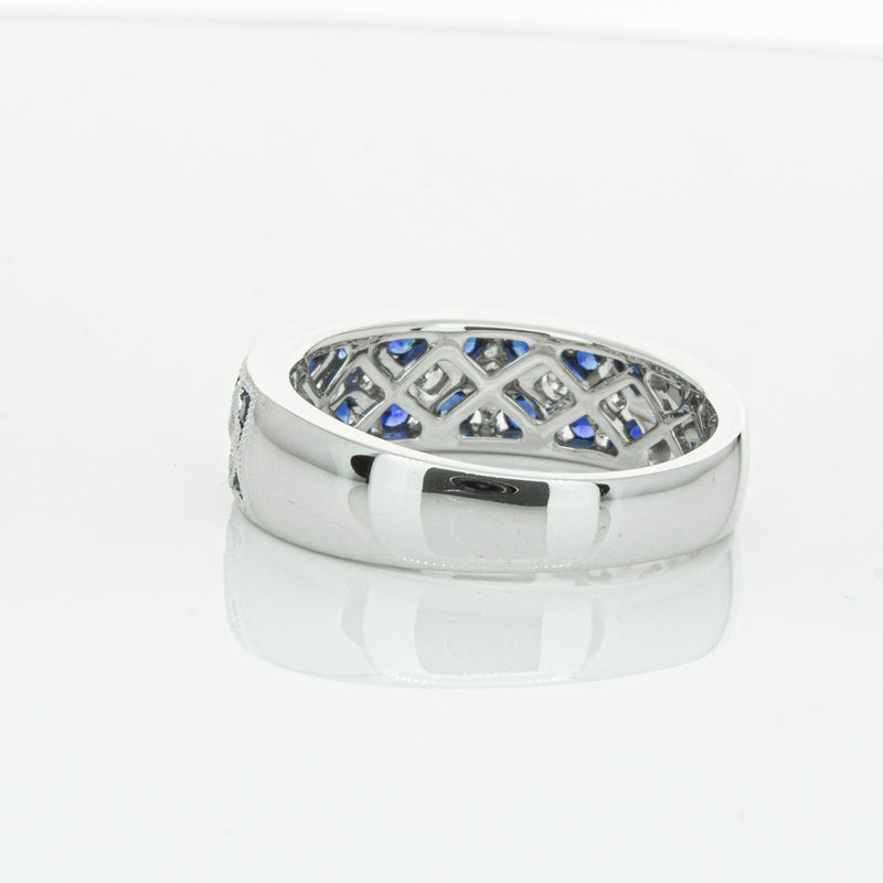 18ct White Gold Sapphire & Diamond Honour Band-Ring-Walker & Hall