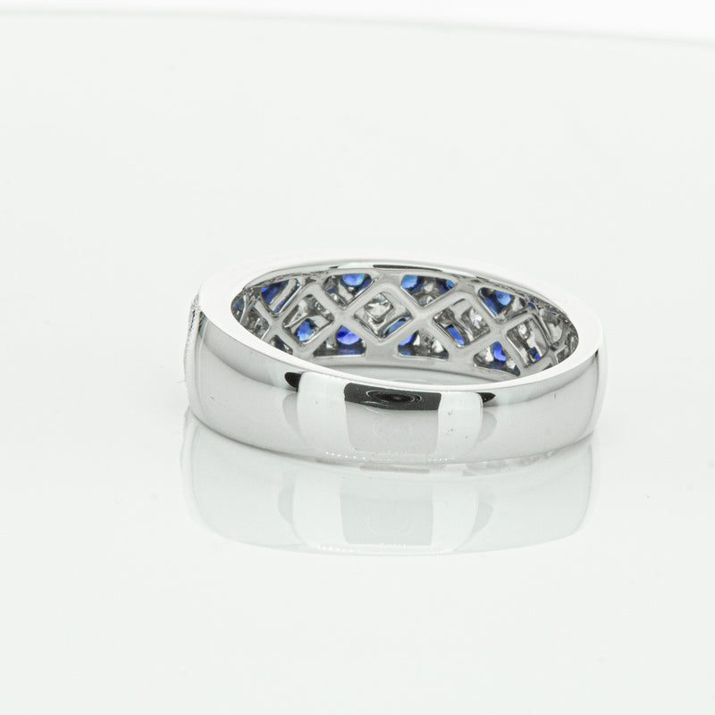 18ct White Gold Sapphire & Diamond Honour Band-Ring-Walker & Hall