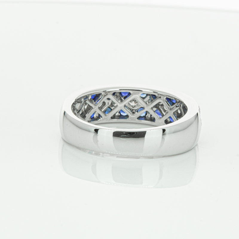 18ct White Gold Sapphire & Diamond Honour Band-Ring-Walker & Hall