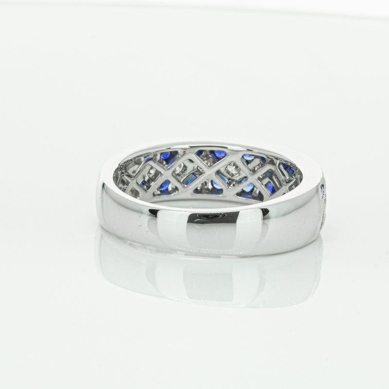 18ct White Gold Sapphire & Diamond Honour Band-Ring-Walker & Hall