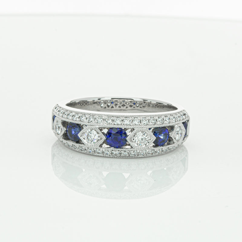 18ct White Gold Sapphire & Diamond Cecelia Ring-Ring-Walker & Hall