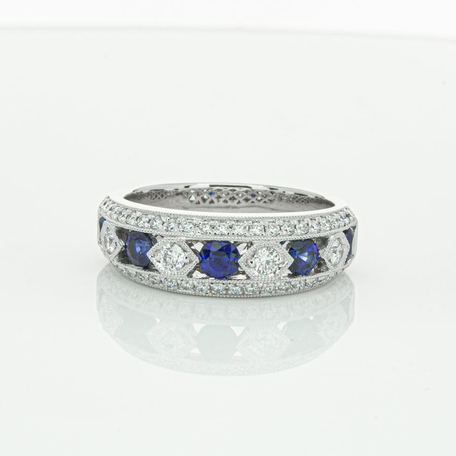 18ct White Gold Sapphire & Diamond Cecelia Ring-Ring-Walker & Hall