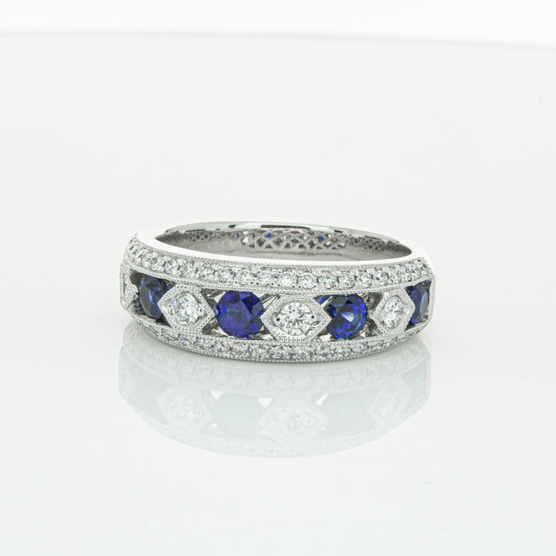 18ct White Gold Sapphire & Diamond Cecelia Ring-Ring-Walker & Hall