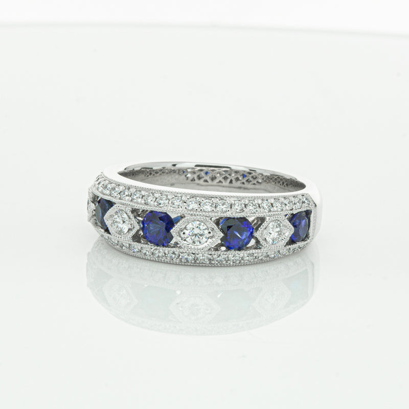 18ct White Gold Sapphire & Diamond Cecelia Ring-Ring-Walker & Hall