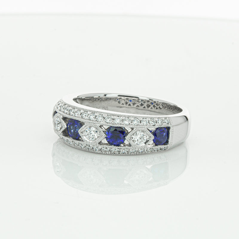18ct White Gold Sapphire & Diamond Cecelia Ring-Ring-Walker & Hall