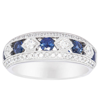 18ct White Gold Sapphire & Diamond Cecelia Ring-Ring-Walker & Hall