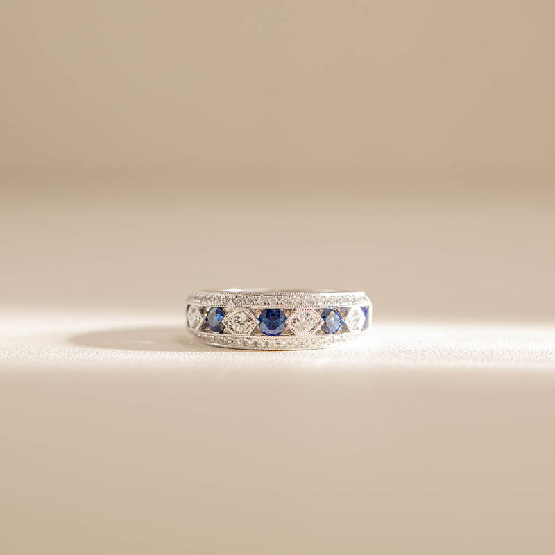 18ct White Gold Sapphire & Diamond Cecelia Ring-Ring-Walker & Hall
