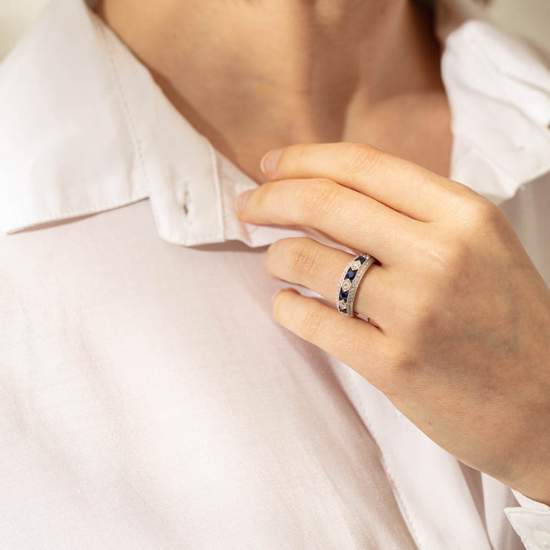 18ct White Gold Sapphire & Diamond Cecelia Ring-Ring-Walker & Hall