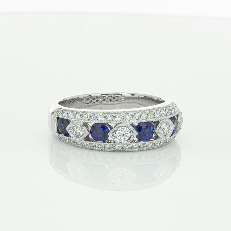18ct White Gold Sapphire & Diamond Cecelia Ring-Ring-Walker & Hall