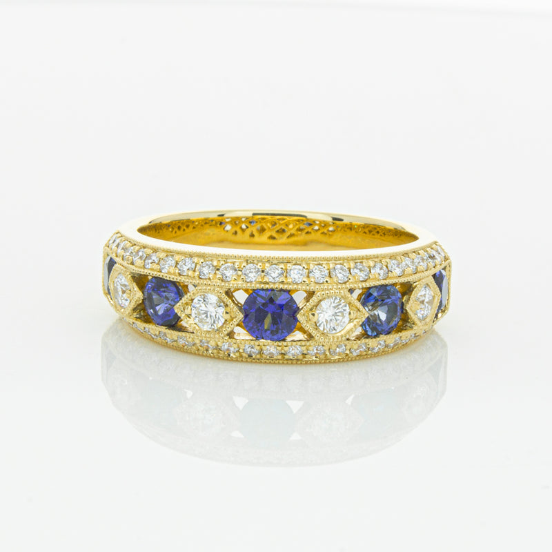 18ct Yellow Gold Sapphire & Diamond Cecelia Ring-Ring-Walker & Hall
