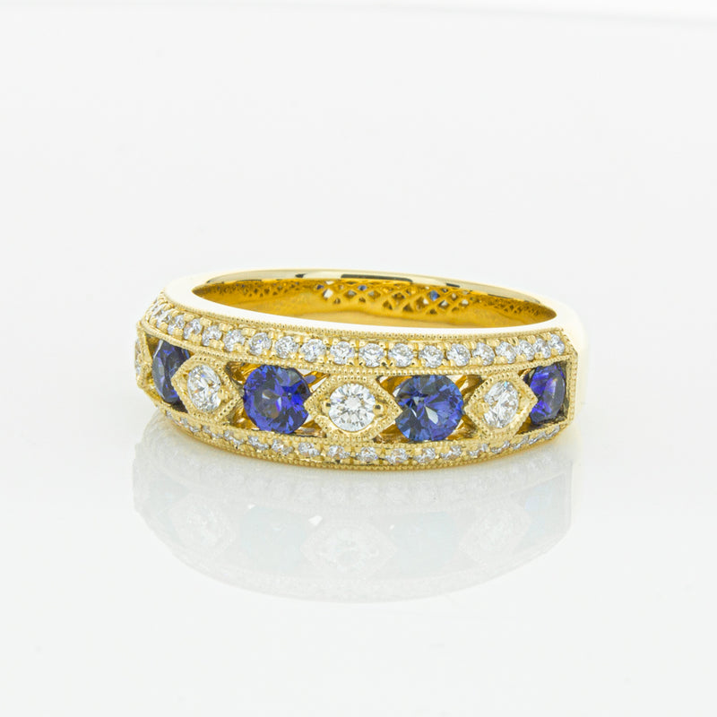 18ct Yellow Gold Sapphire & Diamond Cecelia Ring-Ring-Walker & Hall
