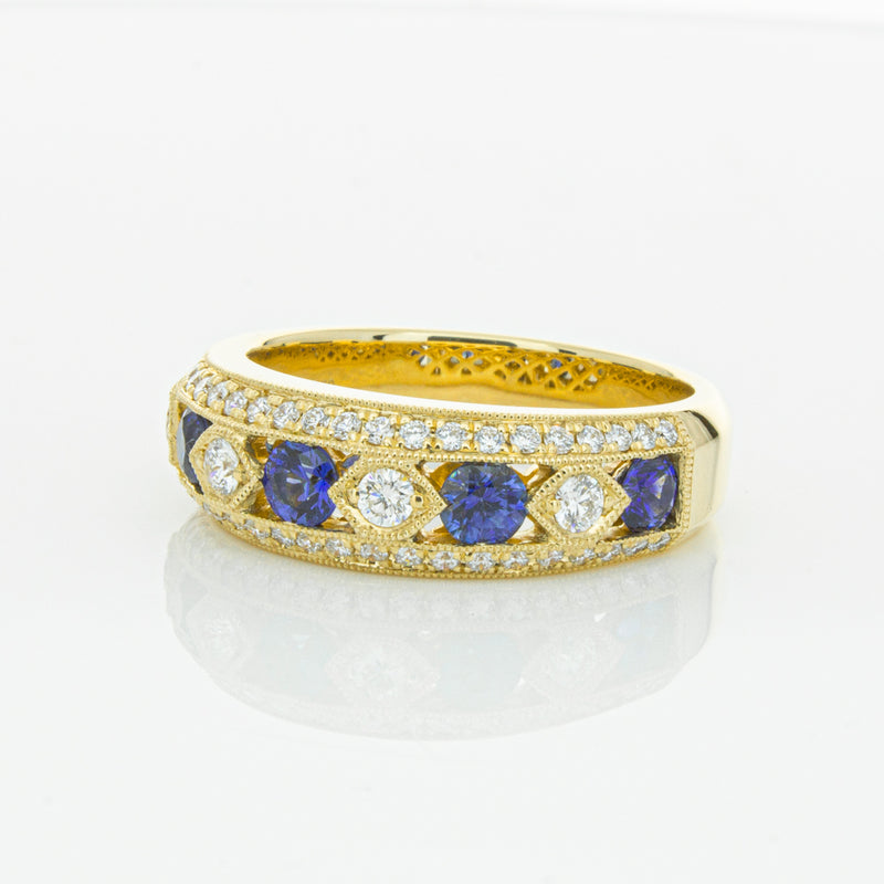 18ct Yellow Gold Sapphire & Diamond Cecelia Ring-Ring-Walker & Hall