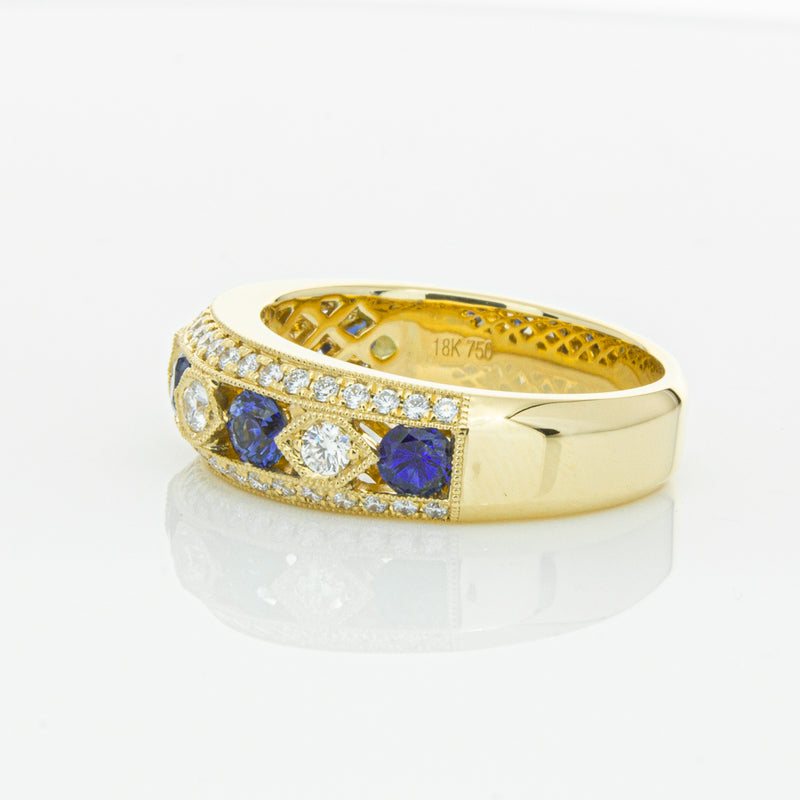 18ct Yellow Gold Sapphire & Diamond Cecelia Ring-Ring-Walker & Hall