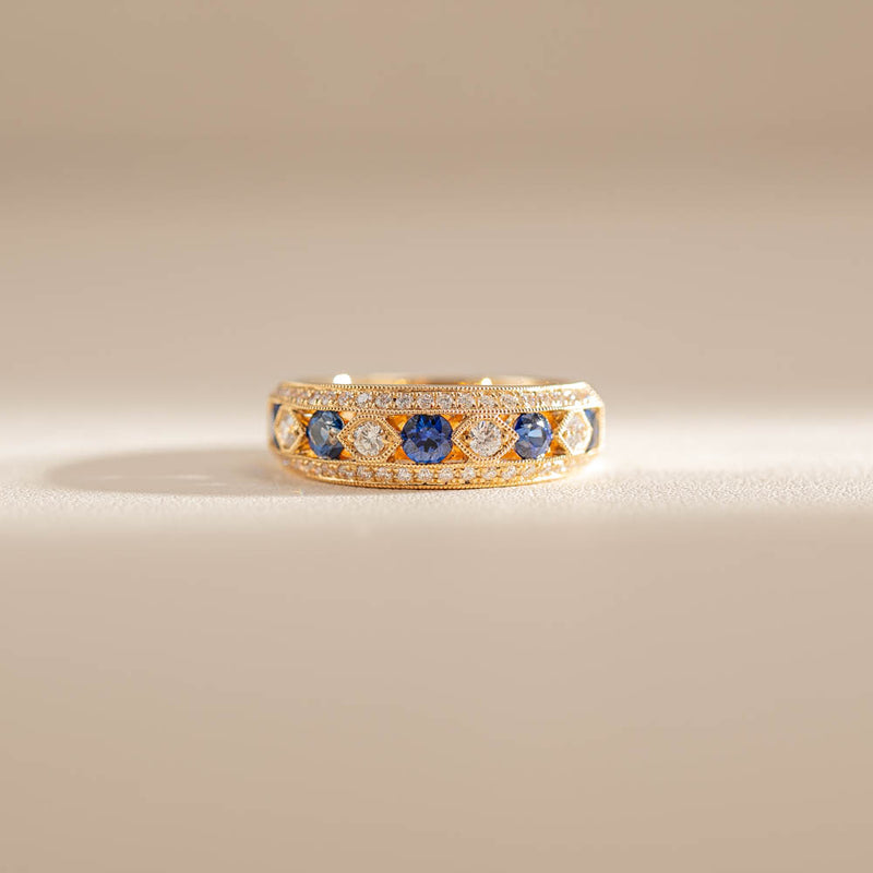18ct Yellow Gold Sapphire & Diamond Cecelia Ring-Ring-Walker & Hall