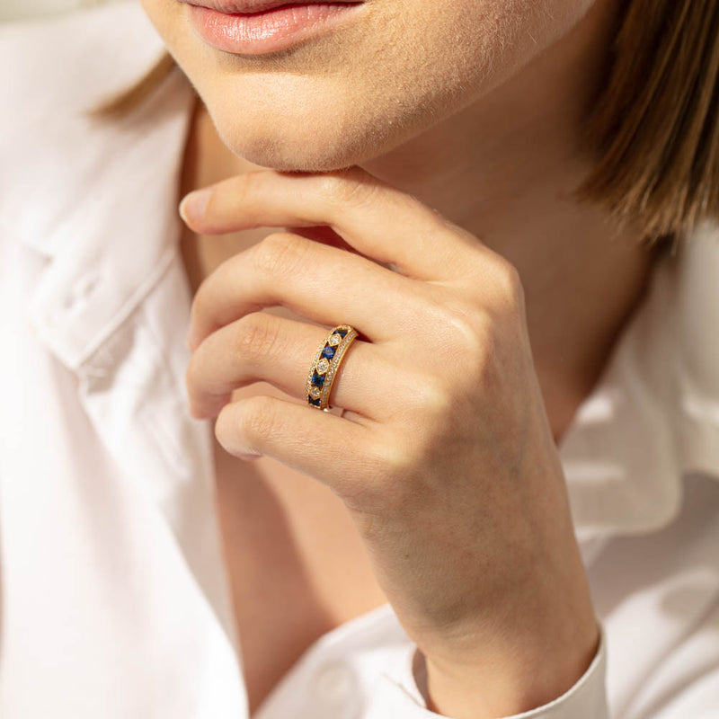 18ct Yellow Gold Sapphire & Diamond Cecelia Ring-Ring-Walker & Hall