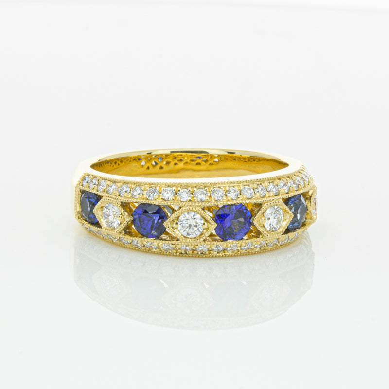 18ct Yellow Gold Sapphire & Diamond Cecelia Ring-Ring-Walker & Hall