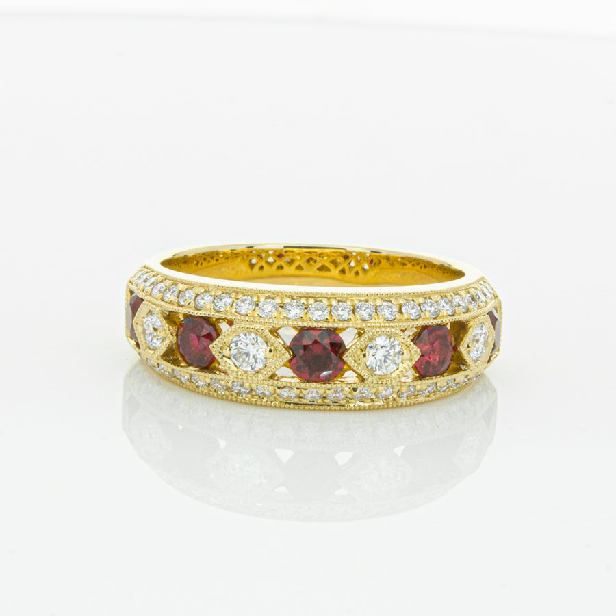 18ct Yellow Gold Ruby & Diamond Cecelia Ring-Ring-Walker & Hall