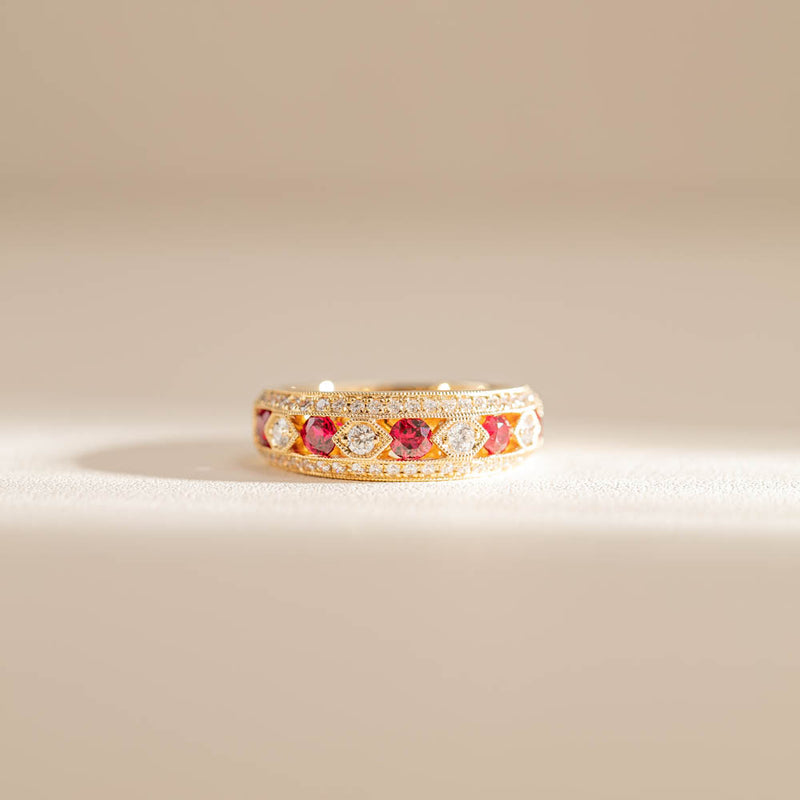 18ct Yellow Gold Ruby & Diamond Cecelia Ring-Ring-Walker & Hall