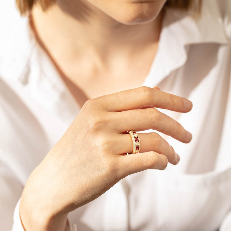 18ct Yellow Gold Ruby & Diamond Cecelia Ring-Ring-Walker & Hall