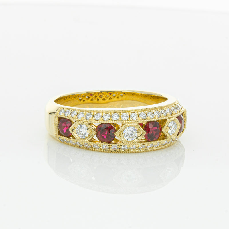 18ct Yellow Gold Ruby & Diamond Cecelia Ring-Ring-Walker & Hall