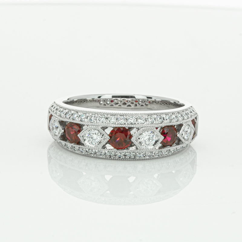 18ct White Gold Ruby & Diamond Cecelia Ring-Ring-Walker & Hall