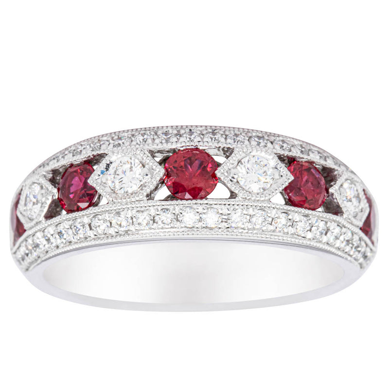 18ct White Gold Ruby & Diamond Cecelia Ring-Ring-Walker & Hall