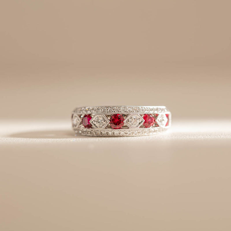 18ct White Gold Ruby & Diamond Cecelia Ring-Ring-Walker & Hall
