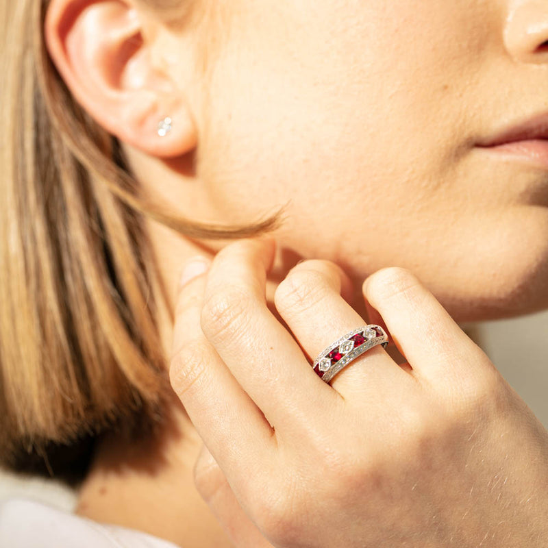 18ct White Gold Ruby & Diamond Cecelia Ring-Ring-Walker & Hall