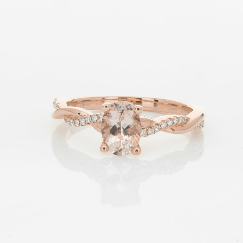 18ct Rose Gold Morganite & Diamond Ring-Ring-Walker & Hall