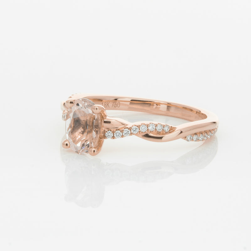 18ct Rose Gold Morganite & Diamond Ring-Ring-Walker & Hall