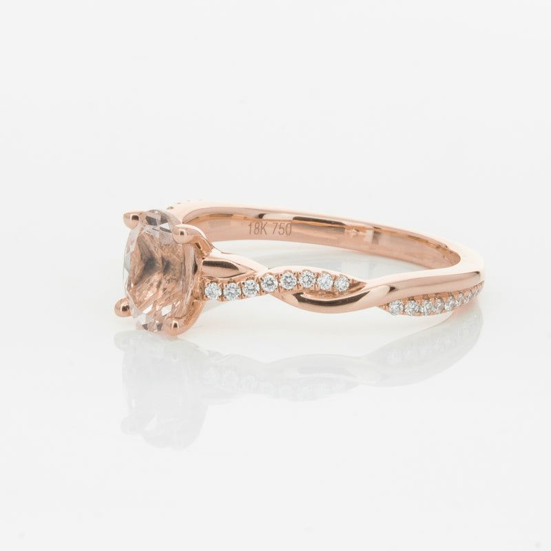 18ct Rose Gold Morganite & Diamond Ring-Ring-Walker & Hall