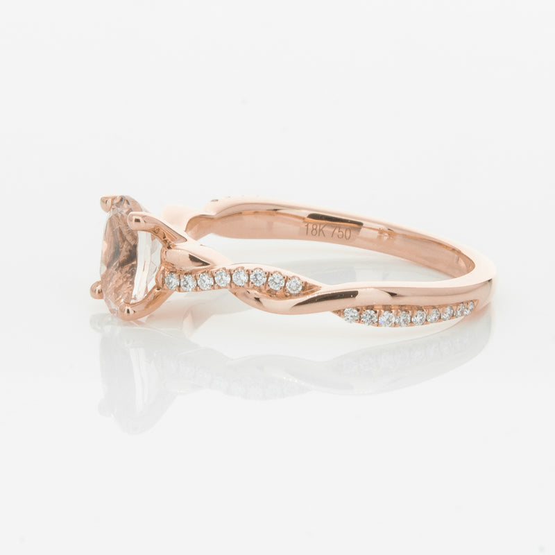 18ct Rose Gold Morganite & Diamond Ring-Ring-Walker & Hall