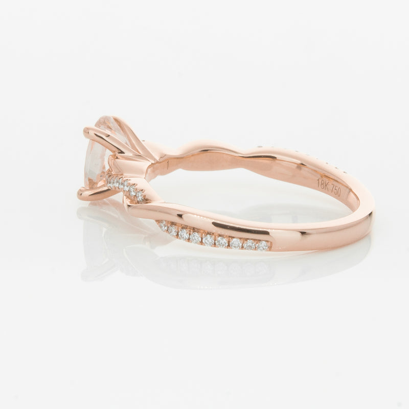 18ct Rose Gold Morganite & Diamond Ring-Ring-Walker & Hall